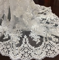 Tissu en dentelle métallique pour robe de mariée avec tulle à sequins lourdement orné pour robes de mariée et fêtes 100% polyester Filles