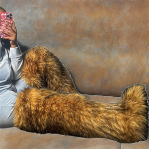 Botas de Piel de Mapache para Mujer, Cálidas, de Invierno, con Peluche, por Encima de la Rodilla, de 72 cm, Color Personalizable, de Piel Mongola, para Exteriores, Planas, de Peluche, ¡Gran Venta! - Product Image 2