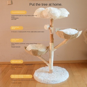 <span class=keywords><strong>Arbre</strong></span> <span class=keywords><strong>à</strong></span> <span class=keywords><strong>chat</strong></span> en <span class=keywords><strong>bois</strong></span> naturel en gros avec paniers en rotin |   Tour <span class=keywords><strong>à</strong></span> <span class=keywords><strong>chat</strong></span> multi-niveaux faite <span class=keywords><strong>à</strong></span> la main pour les chats grands et multiples - Product Image 3