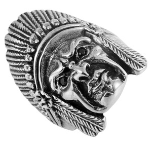 yunnique Men's <b>Titanium</b> Steel <b>Ring</b> Silver Face Design Black Eye Indian Style Jewelry Gift - Product Image 5