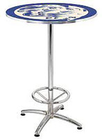 Table de pub à base chromée de haute qualité Table de bar minimaliste ronde en métal avec repose-pieds