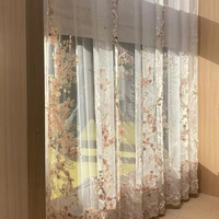 Voile rose festonné en tissu transparent, largeur 280 cm, avec broderie 3D en ruban, idéal pour les rideaux de fenêtres de villas et hôtels du Moyen-Orient