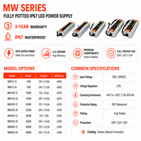 Alimentation électrique à découpage MINJON IP67 étanche AC-DC à sortie unique 100W 12V 24V pour LED avec certification CE et garantie de 3 ans