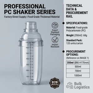 Shaker à cocktail en PC dépoli, résistant aux chutes et anti-fuite, avec échelle graduée, 500ml, 700ml, 1000ml, pour barman et bar, vente en gros usine - Product Image 5