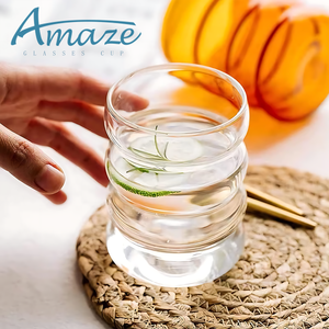 Premium bottiglie di vetro ad alta borosilicato <span class=keywords><strong>e</strong></span> tazze da caffè effetto increspatura vetreria per caffè freddo tazza di succo <span class=keywords><strong>e</strong></span> <span class=keywords><strong>acqua</strong></span> di <span class=keywords><strong>limone</strong></span> - Product Image 1