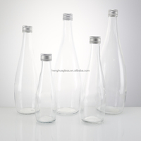 Vente chaude 330ml 11oz clair rond silex verre bouteille d'eau pétillante boisson bouteille en verre d'eau minérale avec bouchon à vis en aluminium