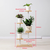 Étagères à plantes à plusieurs niveaux pour balcon, salon, jardin, support pour plantes, étagère à plantes en métal et bois à 3 niveaux pour plusieurs plantes