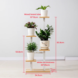 Étagères à plantes à plusieurs niveaux pour balcon, <span class=keywords><strong>salon</strong></span>, <span class=keywords><strong>jardin</strong></span>, support pour plantes, étagère à plantes en métal et bois à 3 niveaux pour plusieurs plantes - Product Image 3