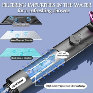 3 <b>Spray</b> Modes High Pressure Detachable Showerhead with Scalp Massager Pause Switch Handheld Shower Head <b>Set</b> with Filter - Product Image 4