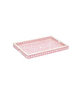 Luxury Pink Resin Art Deco Geometric Decorative Serving Tray | <b>Rectangle</b> Vanity Organizer <b>Coffee</b> <b>Table</b> Display Elegant Decor - Product Image 1