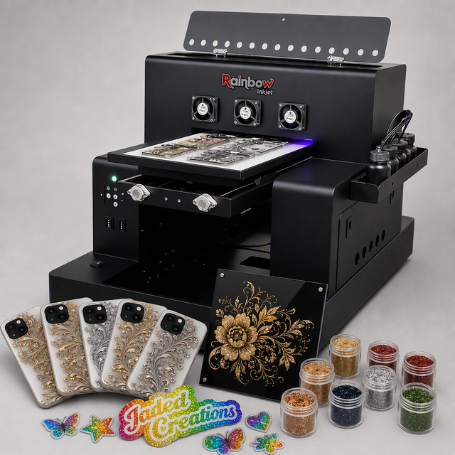 UV Powder Printer A3 Size Rainbow UV Flatbed Printer 32x50cm Glitter Powder Printing Machine for Phone Case