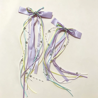 Nouvelles pinces à cheveux populaires avec longs nœuds à pampilles, ruban français et perles, style ballet, pour mèches latérales, accessoires pour franges de filles mignonnes