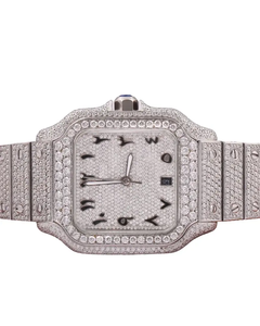 Montre intelligente personnalisée pour homme, avec mouvement antique, nouveau bracelet, cadran arabe, en or blanc et diamants Moissanite VVS - Product Image 4