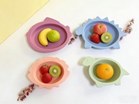 Ensemble d'alimentation pour enfants en silicone écologique sans BPA en forme de dinosaure, lavable au lave-vaisselle, réutilisable, souple et non toxique