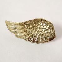 Bouton de meuble vintage en laiton massif texturé Aile d'ange, poignée de tiroir créative dorée pour armoire, placard et décoration de meubles