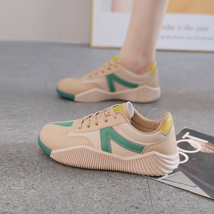 Женская кожаная обувь Новинка весна-осень 2022 универсальная спортивная обувь на толстой подошве повседневная кожаная спортивная обувь - Product Image 1