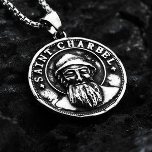 Medalla colgante de acero inoxidable de San Charbel, collar religioso unisex, colgantes temáticos para hombres y mujeres - Product Image 4