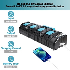 Cargador Rápido de 4 Puertos y 18 V <span class=keywords><strong>DC18SF</strong></span> para Makitas BL1830 BL1430, Cargador DC18RC DC18RD 14.4V-18V LXT para Baterías de Herramientas Inalámbricas de Litio - Product Image 2