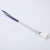 Kabel Harness 2-Core Biru Coklat Kustom dengan Konektor Plastik Putih & Selubung Kepang untuk Koneksi Internal Peralatan Rumah Tangga