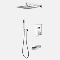 Ensemble de douche mural moderne en laiton, avec mitigeur encastré pour lavabos de salle de bain, jets doux/puissants, finition brossée, style européen