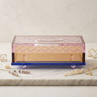 Boîte à mouchoirs en cristal taillée à la main de luxe, porte-mouchoirs en cristal coloré, boîte à serviettes décorative pour la décoration de table à la maison, à l'hôtel, cadeau