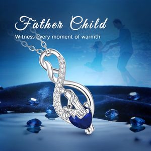 Collar con Colgante de Corazón para Padre e Hija, Chapado en Rodio, Cadena de Eslabones, Regalo para Papá y Mamá, Te Amo por Siempre, Changda - Product Image 5