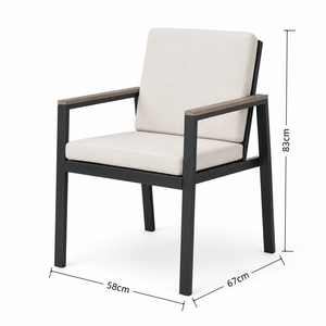 Garden Patio Furniture <b>Balcony</b> Waterproof Aluminum Teak Armrest Chair Dining Sets Outdoor Dinning <b>Table</b> and 6 Chair Set Garden P - Product Image 5