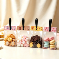 Sac à collation auto-scellant en PP, pochette cadeau transparente avec poignée, sac transparent pour biscuits, bonbons et emballages de gâteaux