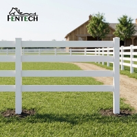 Valla para Ganado Preensamblada de Fábrica Fentech, Valla Blanca de 4 Rieles para Caballos y Ranchos