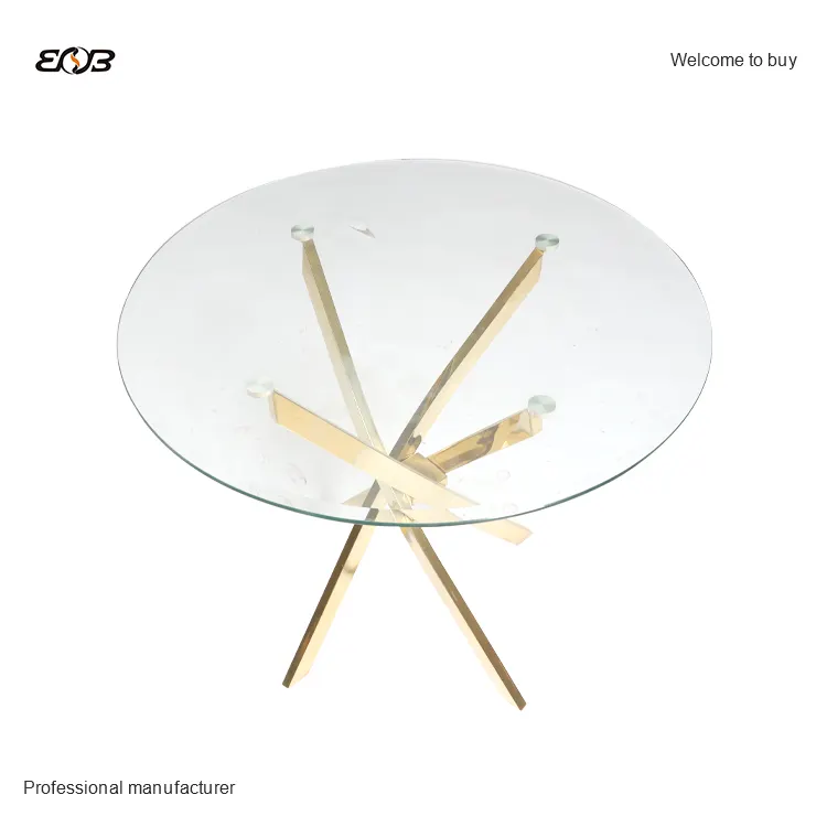 Toptan yeni tasarım 80*80cm yuvarlak temperli cam yemek masası