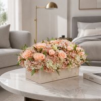 Vase en travertin Terre Travertine avec roses préservées, fleurs éternelles mélangées, plantes réelles durables, cadeaux personnalisés, étiquette privée, décoration de table