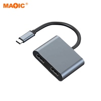 Station d'accueil 4K 30Hz 2 ports multi-écrans Type C Hub adaptateur USB C vers double HDMI