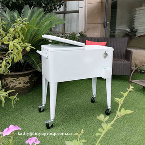 Carrito Enfriador de Bebidas Portátil con Ruedas para Exteriores, de 80 Cuartos, Color Blanco, para Patio, <span class=keywords><strong>Nevera</strong></span> Móvil para Hielo, Cerveza, Refrescos - Product Image 2