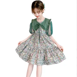 Bé Cô Gái Váy Cưới 4-11years Màu Hồng Thời Trang Hoa Gown Cho Trẻ Em Cô Gái Bên Váy In Dot Hàn Quốc Ăn Mặc Trẻ Em Giản Dị