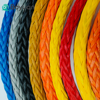 Cuerda UHMWPE Amarilla, Marrón y Azul de 12 Hilos, 5mm, 10mm, 12mm, 16mm, Cuerda de Remolque Trenzada Hueca HMPE, Cuerda de Amarre para Barcos, Fabricante de Cuerdas Marinas