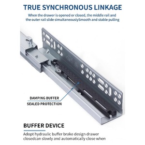 Riel Inferior 3D de <span class=keywords><strong>Cierre</strong></span> <span class=keywords><strong>Suave</strong></span> de Hierro Moderno, Riel Telescópico Oculto para Instalación de Cajones - Product Image 3