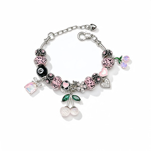 Joias Fanhua, Bracelete em Aço Inoxidável à Prova d'Água, Banho de Ouro, Coração Iridescente com Bola 8, Vendas Quentes no Tiktok - Product Image 6