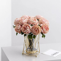 Vase à fleurs en verre et métal de style nordique, luxueux, pour fleurs séchées, décoration de salon, table, armoire à vin, ornement de décoration intérieure