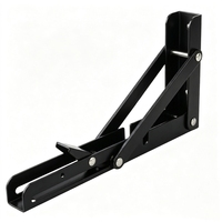 Support d'étagère pliable noir mural, support triangulaire pliable en métal, bras de suspension pour étagère