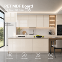 Panneau MDF PET brillant CARB P2 E0 18 mm résistant à la chaleur pour armoires, bureaux et meubles de maison