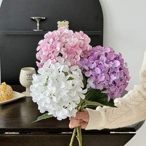Venta al por mayor de flores artificiales de Hortensia decorativas de un solo tallo de seda de gran tamaño decoración de flores de boda Hortensia Flores Artificiales - Product Image 2