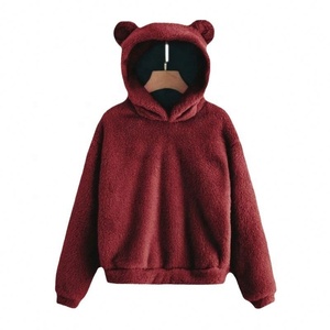 Nueva llegada Nuevo Otoño/Invierno <span class=keywords><strong>Fluffy</strong></span> Bunny Ears Sudadera con capucha Suéter cálido - Product Image 5