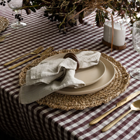 Set de table rond en raphia naturel tressé à bord festonné, en jonc de mer, pour décoration de table bohème, vente en gros