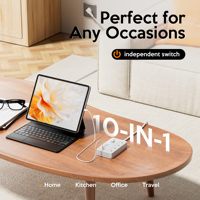 Multiprise portable 10-en-1 avec logo personnalisé, 4 prises, 6 ports USB, protection contre les surtensions, ignifuge, pour la maison, le bureau et le B2B
