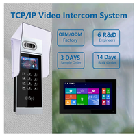 Interphone vidéo 14 locataires avec reconnaissance faciale, déverrouillage par mot de passe RFID, écran tactile 7 pouces, câble Cat5E