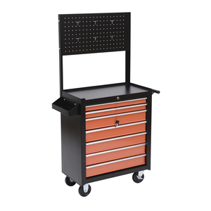 HOMCOM <b>Tool</b> <b>Trolley</b> Equipment with Drawer 61.5 x 33 x 76cm Black and Orange - Product Image 1