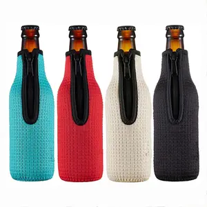 Neoprene Beer Bottle Sleeve Cooler Bag 330ml Thermal Insulated Cover with Zipper for Party Camping 12oz Beer Glass Bottle Sleeve