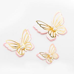 Decoración para Pasteles de Boda, Compromiso, Cumpleaños, Regalo, Adornos de Papel con Perlas y Mariposas Estilo INS, Venta al Por Mayor - Product Image 1