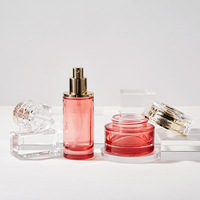 Ensemble de flacons et pots en verre givré et transparent de luxe personnalisés, 30/50/100/120 ml, avec pompe, livraison immédiate, logo imprimable pour les cosmétiques