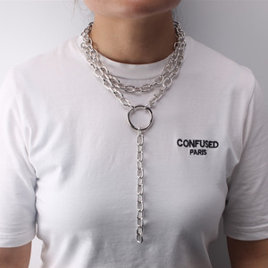 Collier à chaîne épaisse en alliage de zinc doré, chaîne de pull géométrique multicouche pour femme, bijoux de mode - Product Image 4